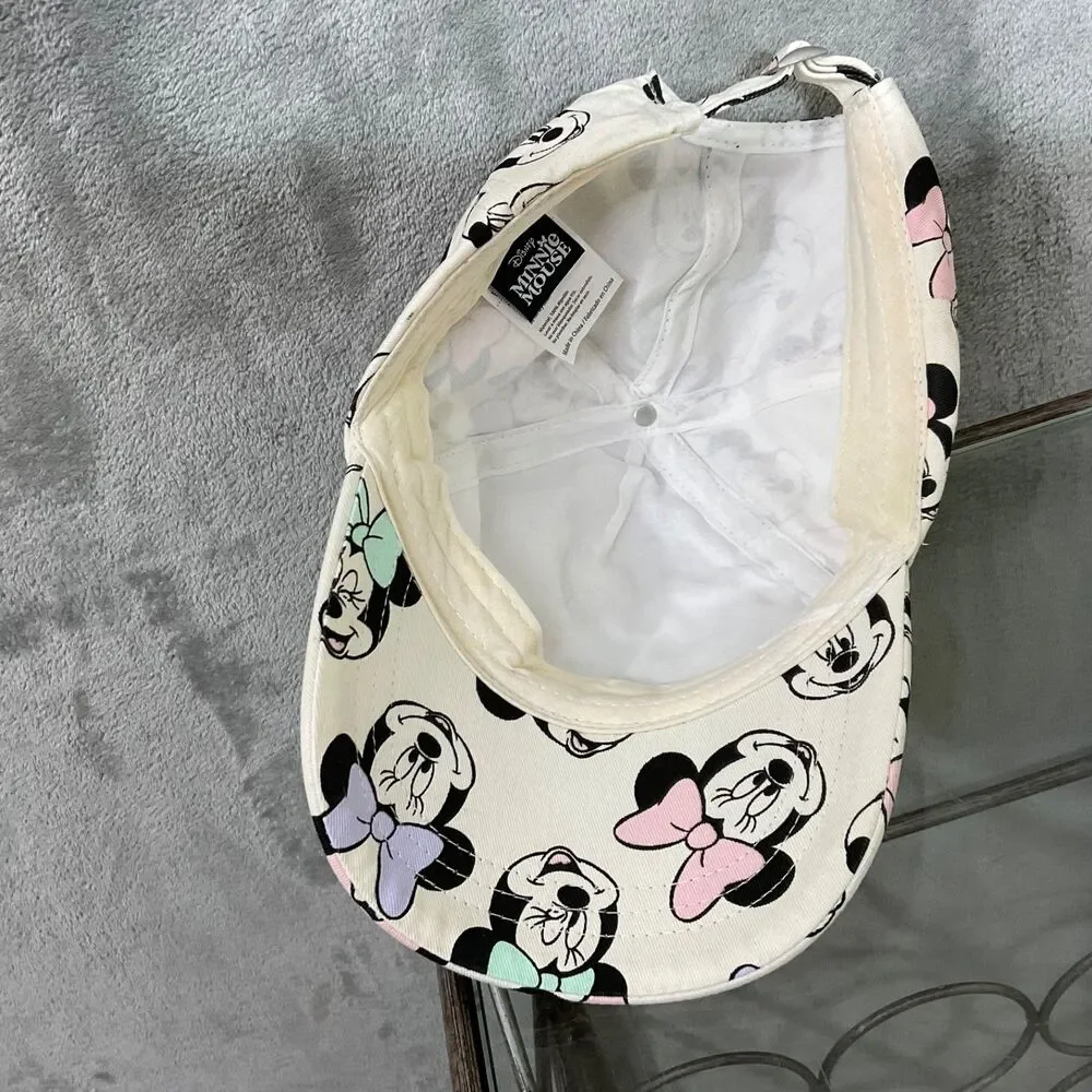 Walt Disney Minnie Mouse Adj. strap back AOP Baseball Hat Cap